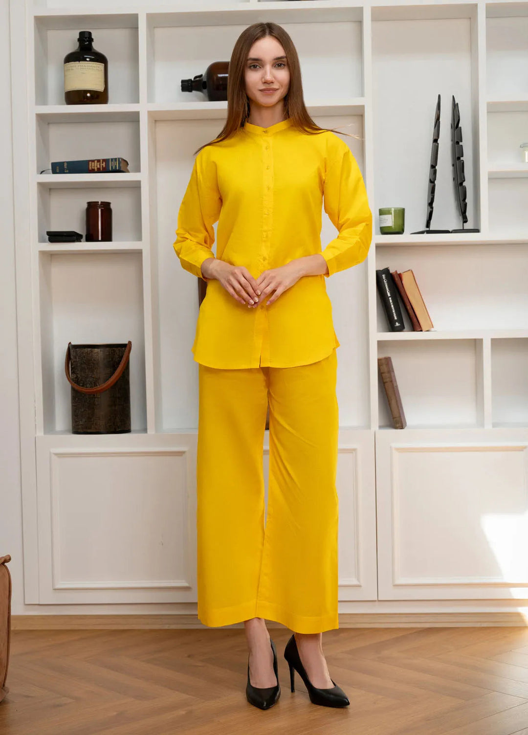 Mardaz Fashion Pret Casual Cotton 2 Piece Suit Yellow Co Ord Set