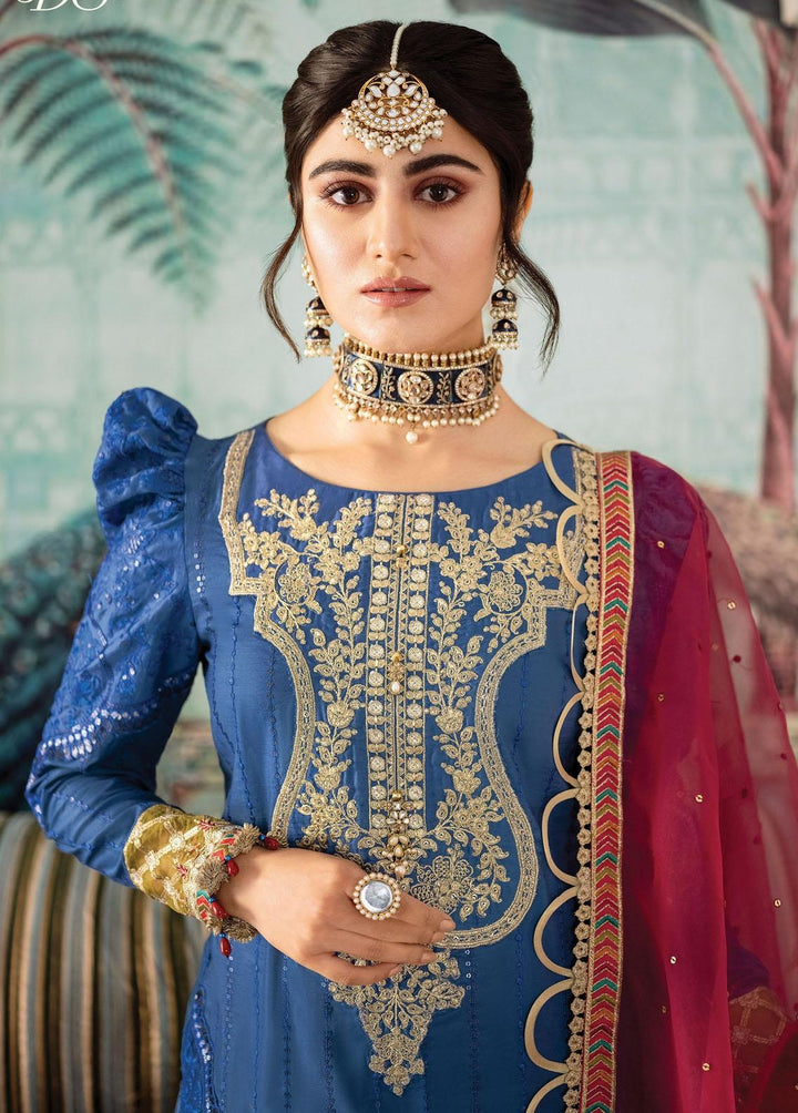 Sateen By Maria B Embroidered Cotton Satin Suits Unstitched 3 Piece MB23S D8 - Luxury Collection