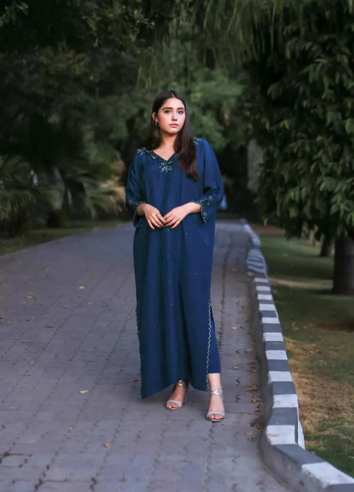 Maroon by Iqra Chaudhry Pret Embroidered Raw Silk 2 Piece Suit Azure Dream