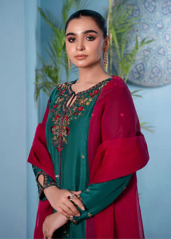 Maroon by Iqra Chaudhry Pret Embroidered Raw Silk 3 Piece Suit Classic Charm