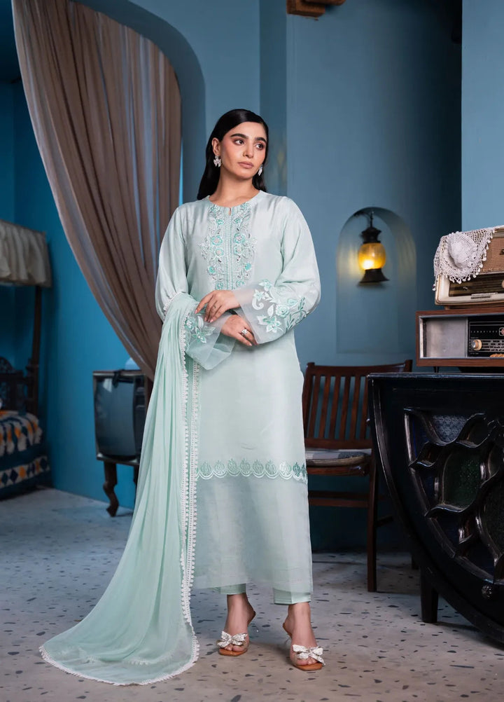 Maroon by Iqra Chaudhry Pret Embroidered Raw Silk 3 Piece Suit Luminous Dream