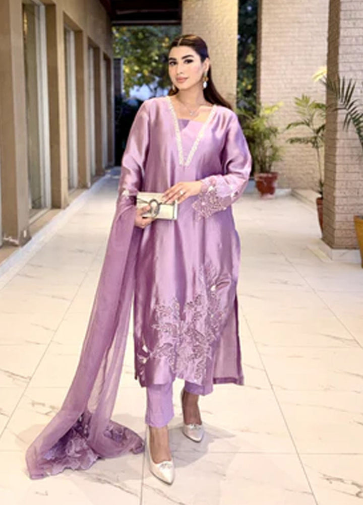 Maroon by Iqra Chaudhry Pret Embroidered Silk 3 Piece Suit Lavender Grace