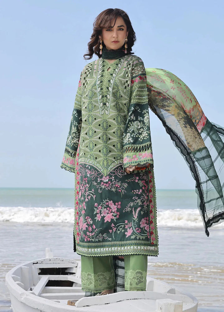 Maryam Hussain Embroidered Lawn Suit Unstitched 3 Piece MH24L D-01 Gardenia - Luxury Collection
