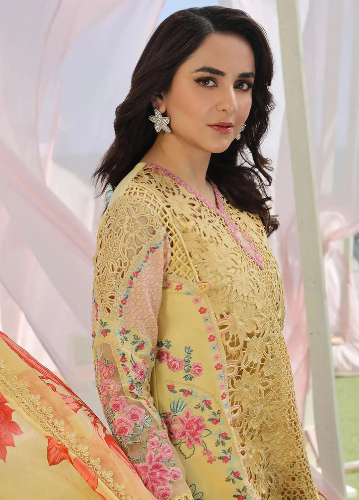 Maryam Hussain Embroidered Lawn Suit Unstitched 3 Piece MH24L D-07 Tropica - Luxury Collection