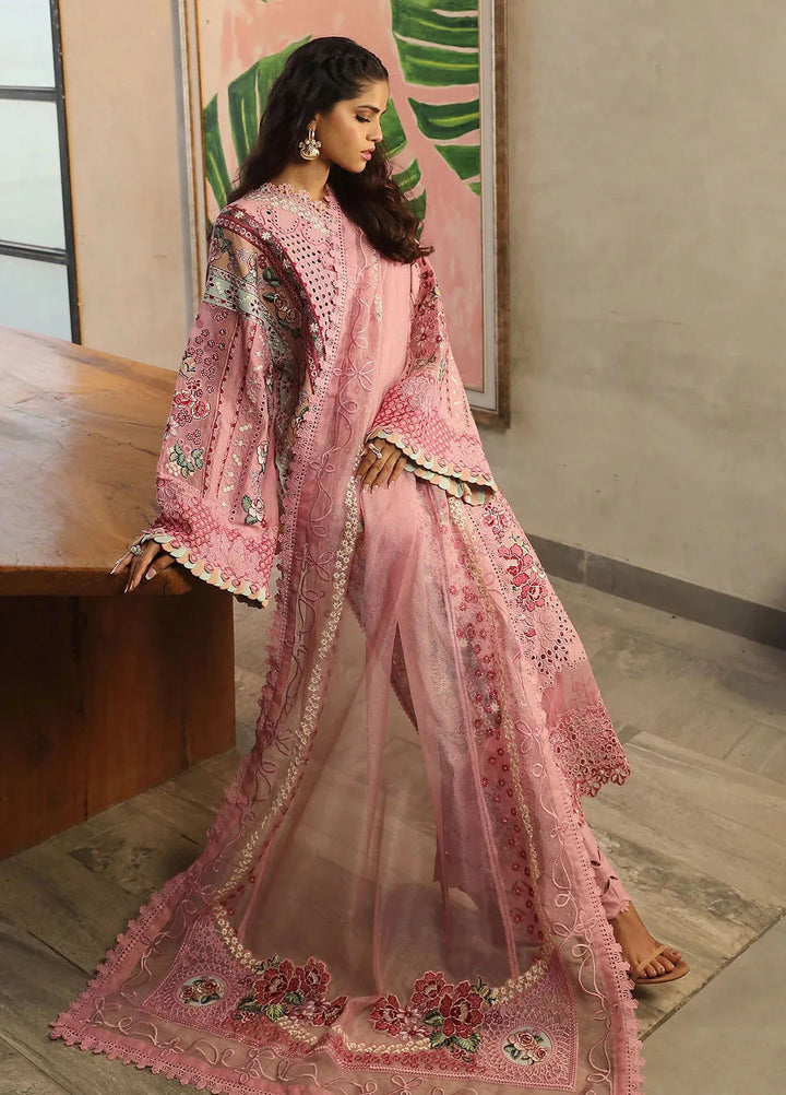 Maryam Hussain Embroidered Lawn Suit Unstitched 3 Piece MH24L D-10 Coral - Luxury Collection