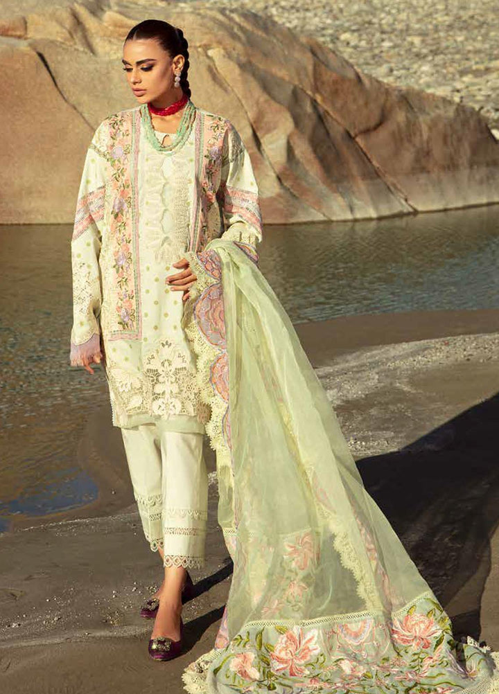Maryam Hussain Embroidered Lawn Suits Unstitched 3 Piece MH23LL D-2 Mint - Luxury Collection