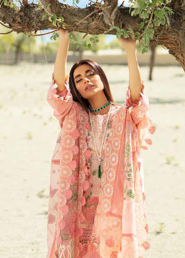Maryam Hussain Embroidered Lawn Suits Unstitched 3 Piece MH23LL D-3 Peaches - Luxury Collection