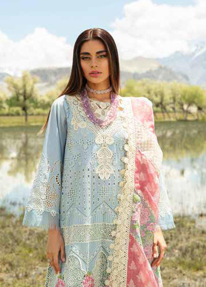 Maryam Hussain Embroidered Lawn Suits Unstitched 3 Piece MH23LL D-5 Ice Bloom - Luxury Collection
