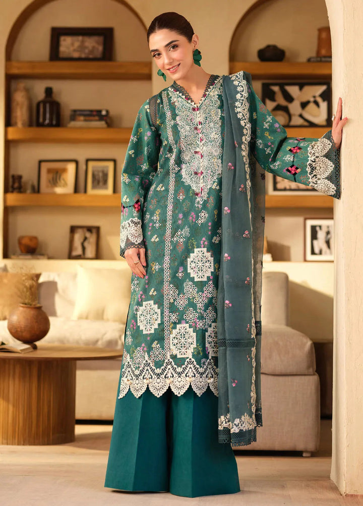 Maryam Hussain Embroidered Lawn Suit Unstitched 3 Piece MH25LL D-05 Seashell - Summer Collection