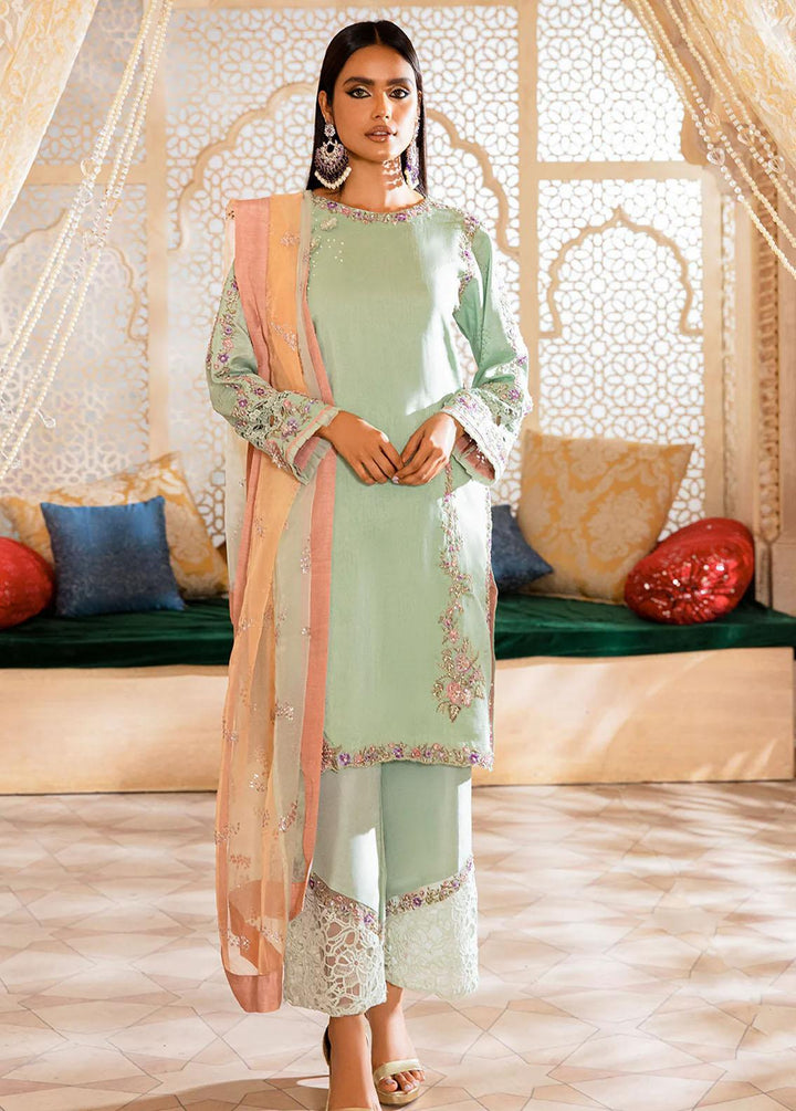AJR Couture - Abbas Jamil Rajpoot Pret Embroidered Raw silk 3 Piece Suit Nagar