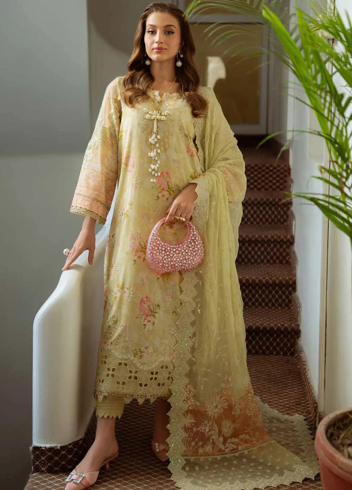 Maya by Nureh Unstitched Embroidered Swiss Lawn 3 Pcs Suit NU26UM NS-163 - Summer Collection main image 1