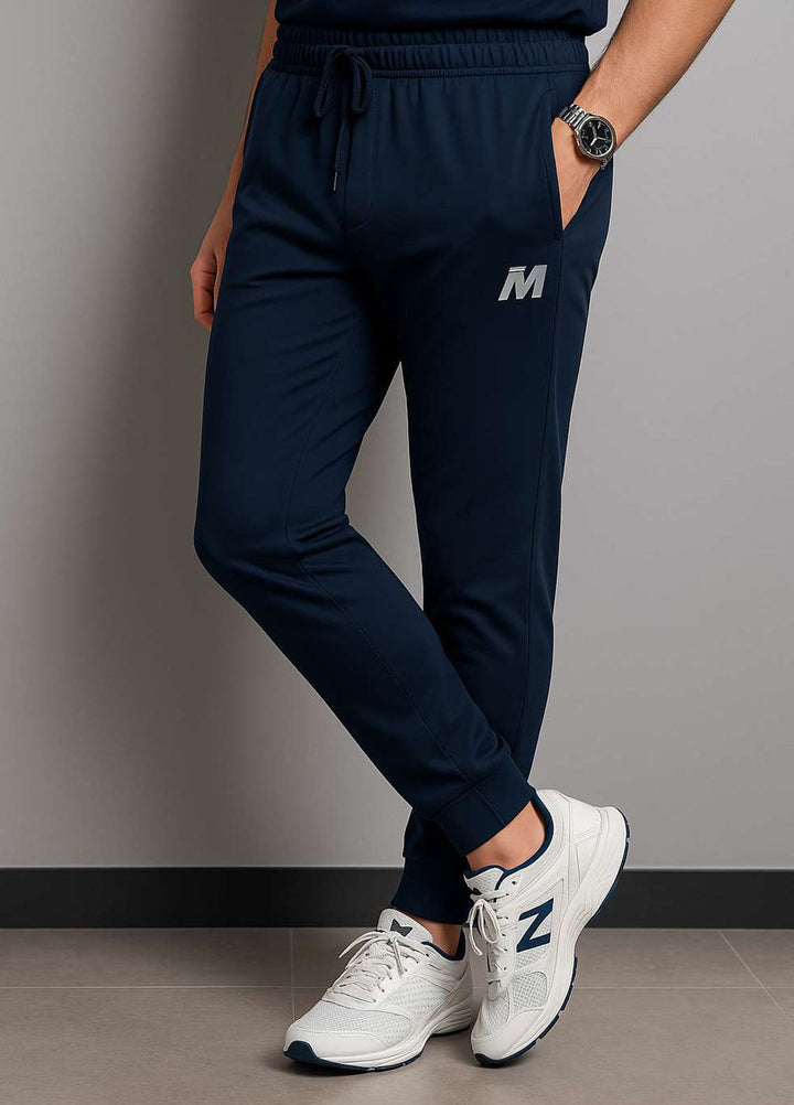 Meerina by HinShah  Plain Polyester  Blue Jogger Pant