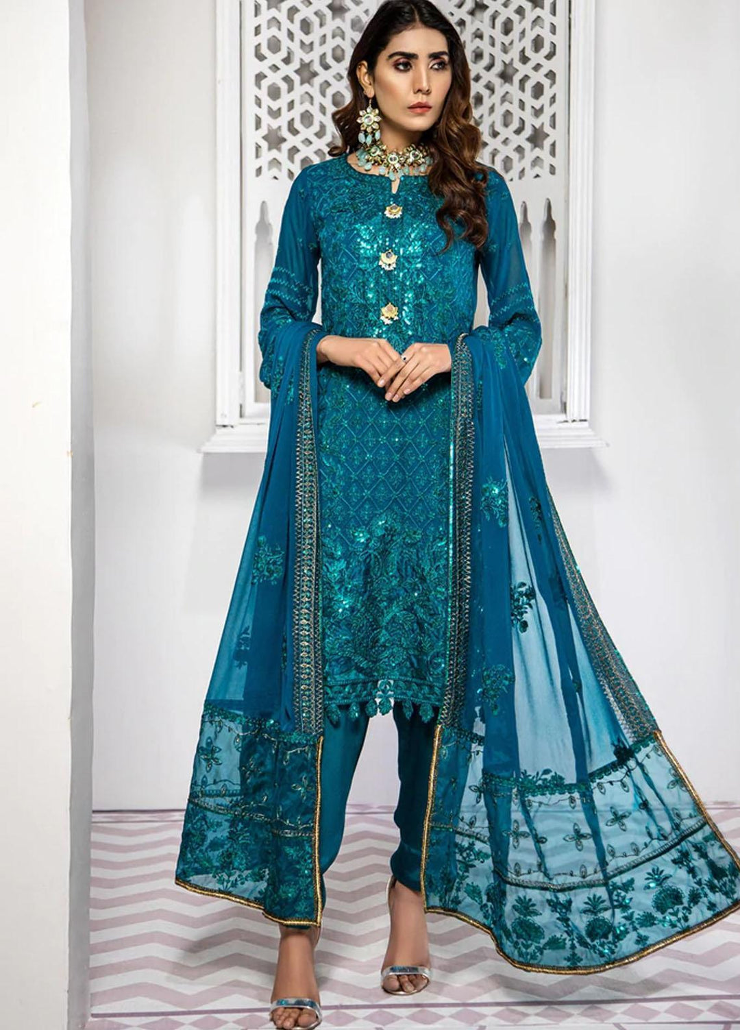 Agha Jaan Pret Chiffon 3 Piece Suit AJ22MR NB-19