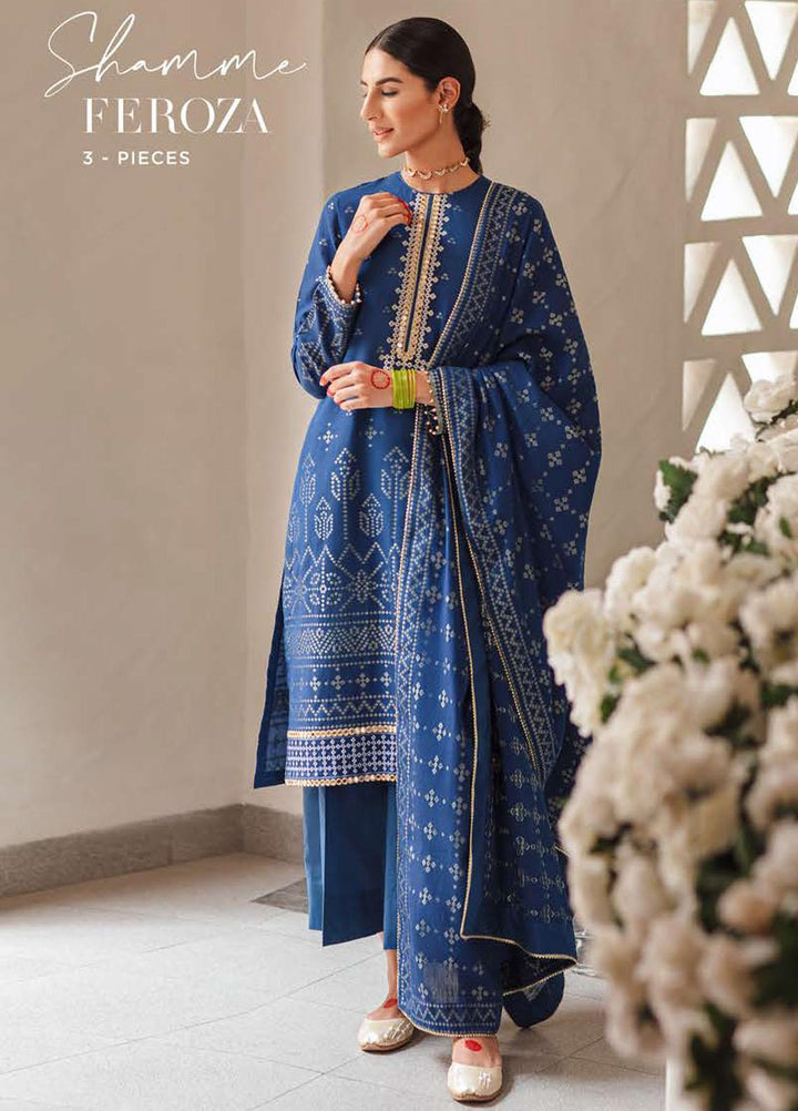 Mehrbano By Cross Stitch Embroidered Lawn Suits Unstitched 3 Piece CS22-ME2 D1 Shamme Feroza - Eid Collection