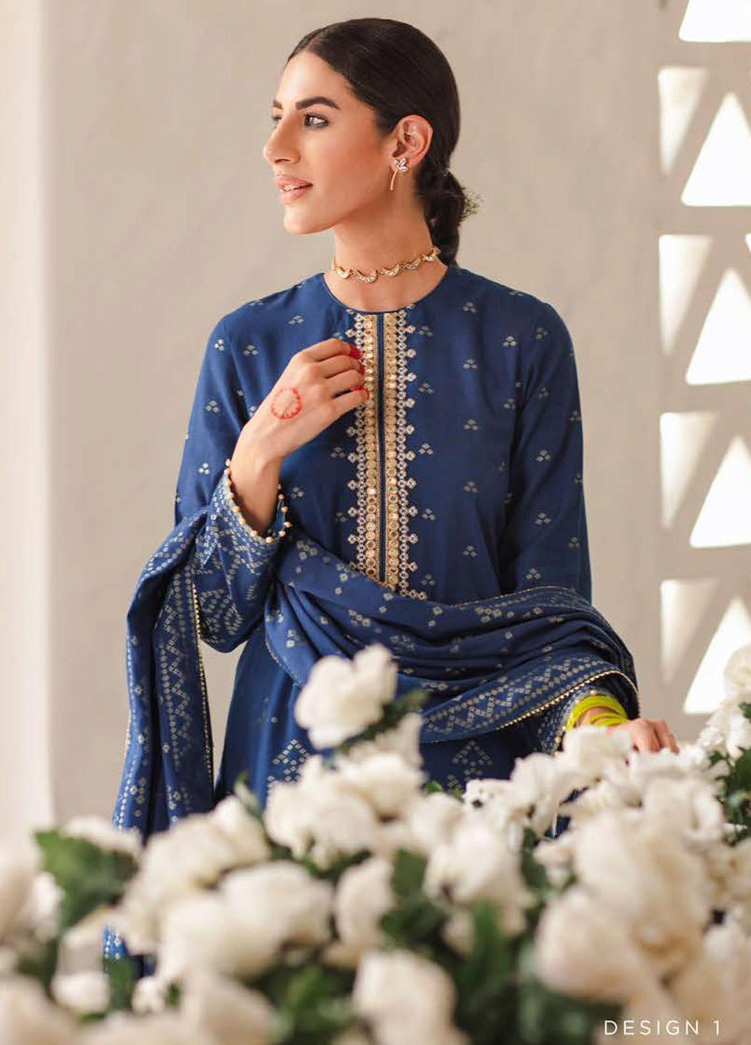 Mehrbano By Cross Stitch Embroidered Lawn Suits Unstitched 3 Piece CS22-ME2 D1 Shamme Feroza - Eid Collection