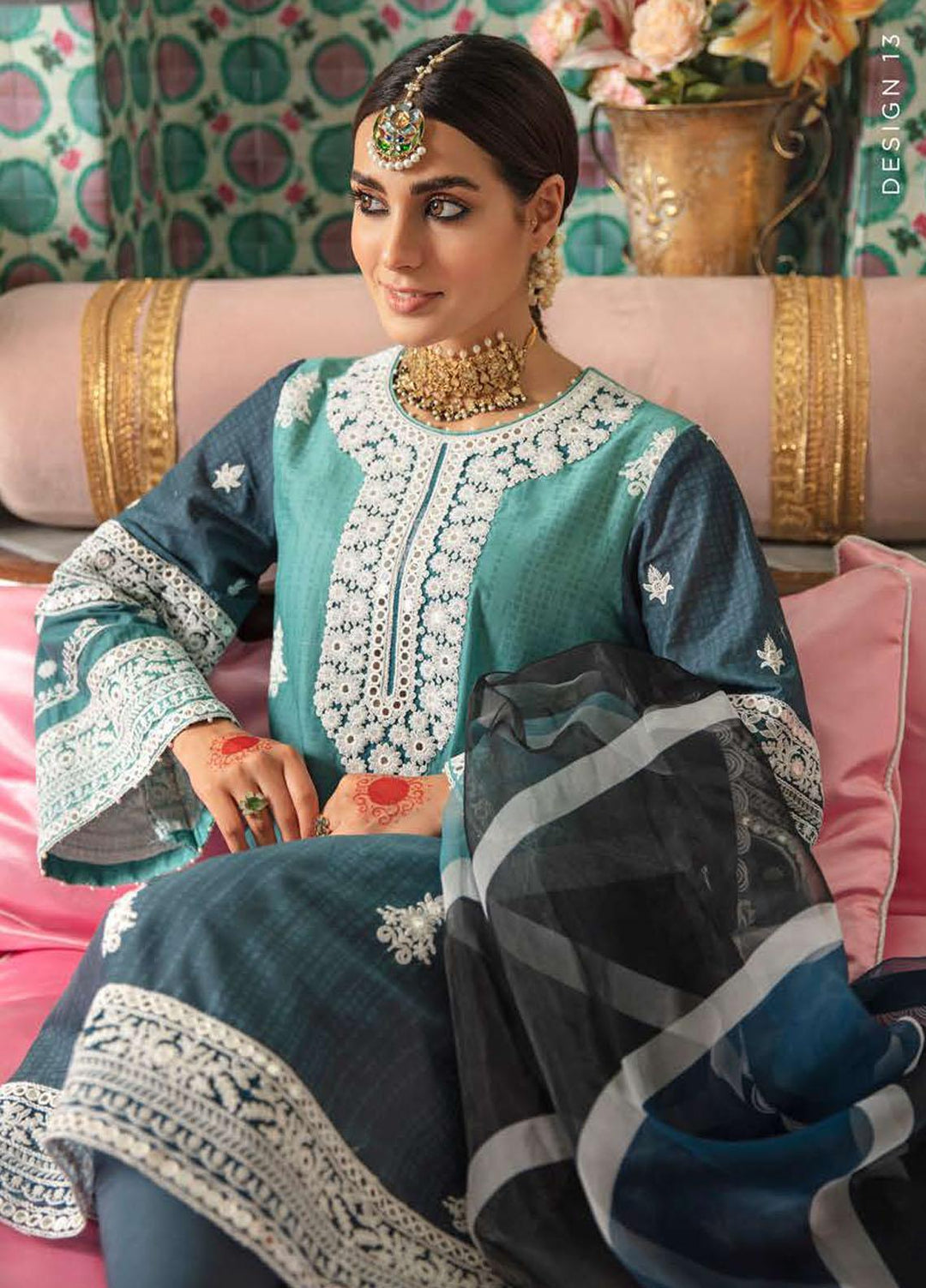 Mehrbano By Cross Stitch Embroidered Lawn Suits Unstitched 3 Piece CS22-ME2 D13 Moroccan Zest - Eid Collection