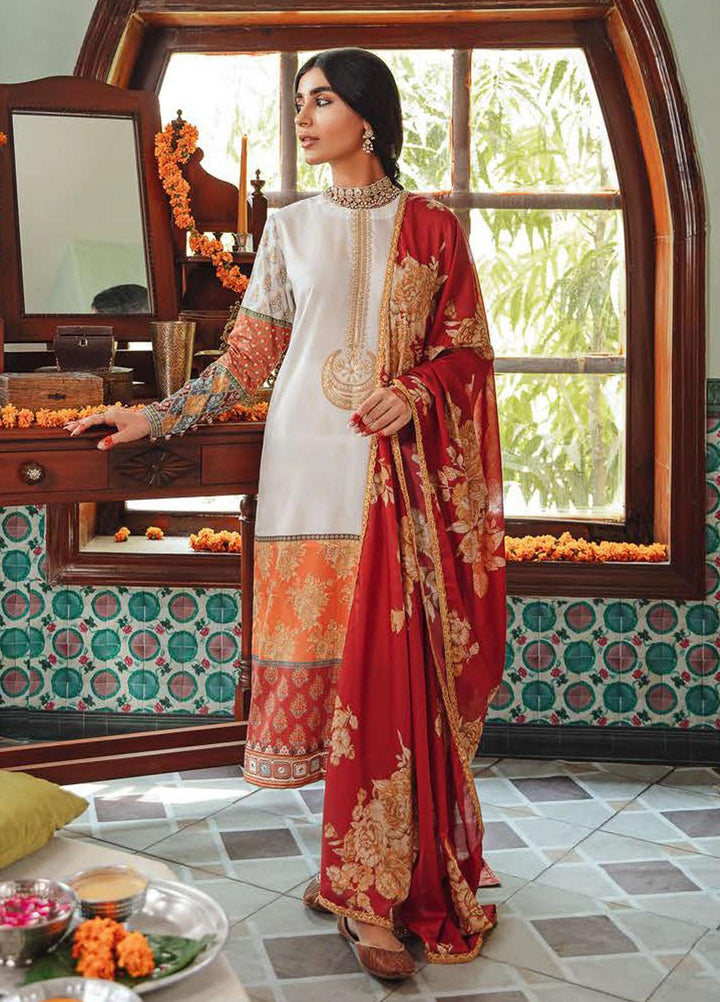 Mehrbano By Cross Stitch Embroidered Lawn Suits Unstitched 3 Piece CS22-ME2 D17 Blossom Gild - Eid Collection