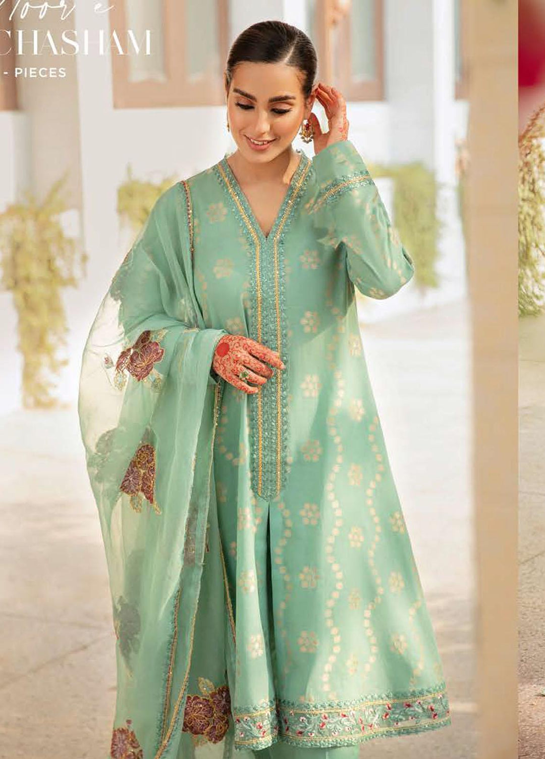 Mehrbano By Cross Stitch Embroidered Lawn Suits Unstitched 3 Piece CS22-ME2 D6 Noor-e-Chasham - Eid Collection
