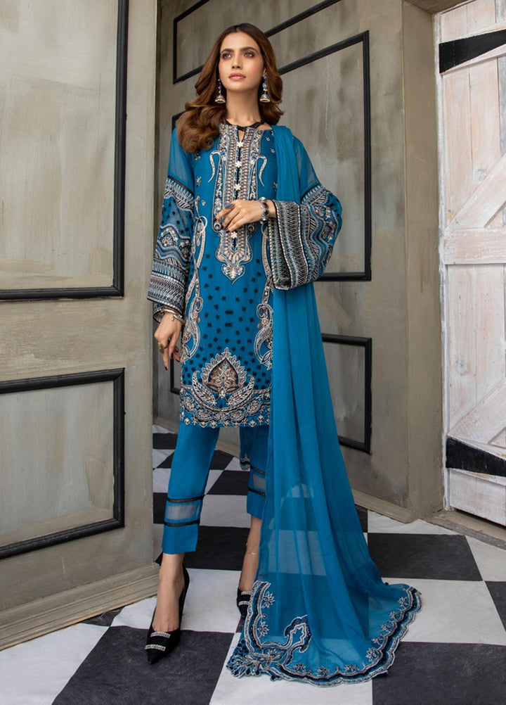 Meraki by ZS Textiles Embroidered Chiffon Suits Unstitched 3 Piece ZS21-M3 02 - Luxury Collection