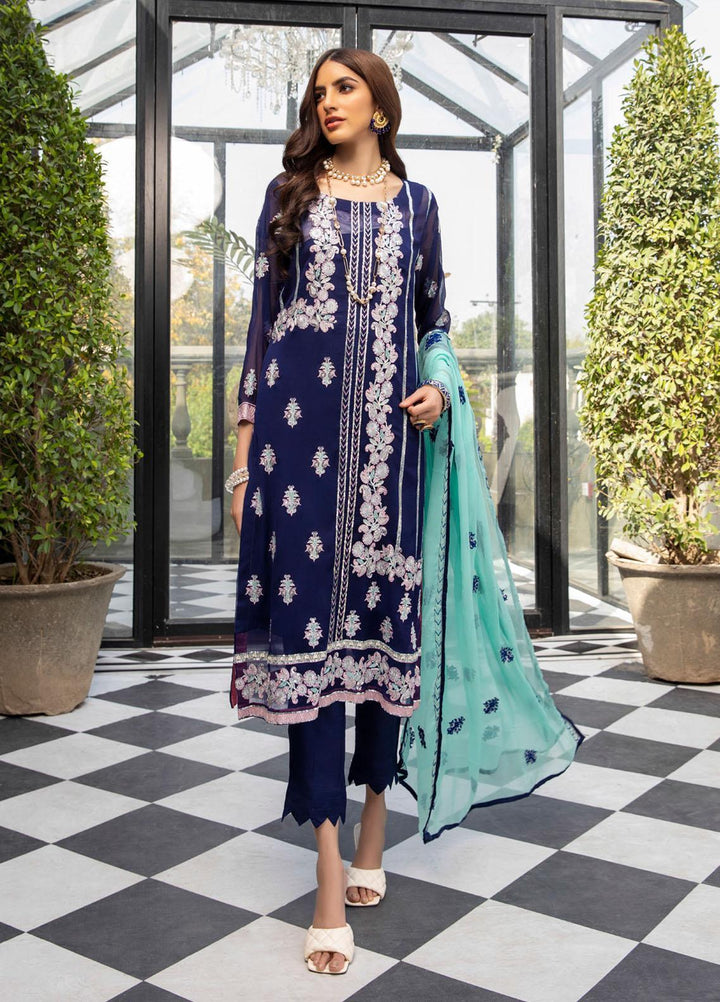 Meraki by ZS Textiles Embroidered Chiffon Suits Unstitched 3 Piece ZS21-M3 06 - Luxury Collection