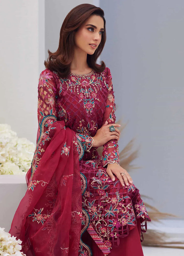 Mina Hasan Embroidered Organza Suit Unstitched 3 Piece Heer - Formal Collection
