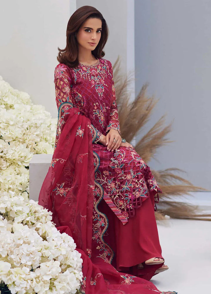 Mina Hasan Embroidered Organza Suit Unstitched 3 Piece Heer - Formal Collection