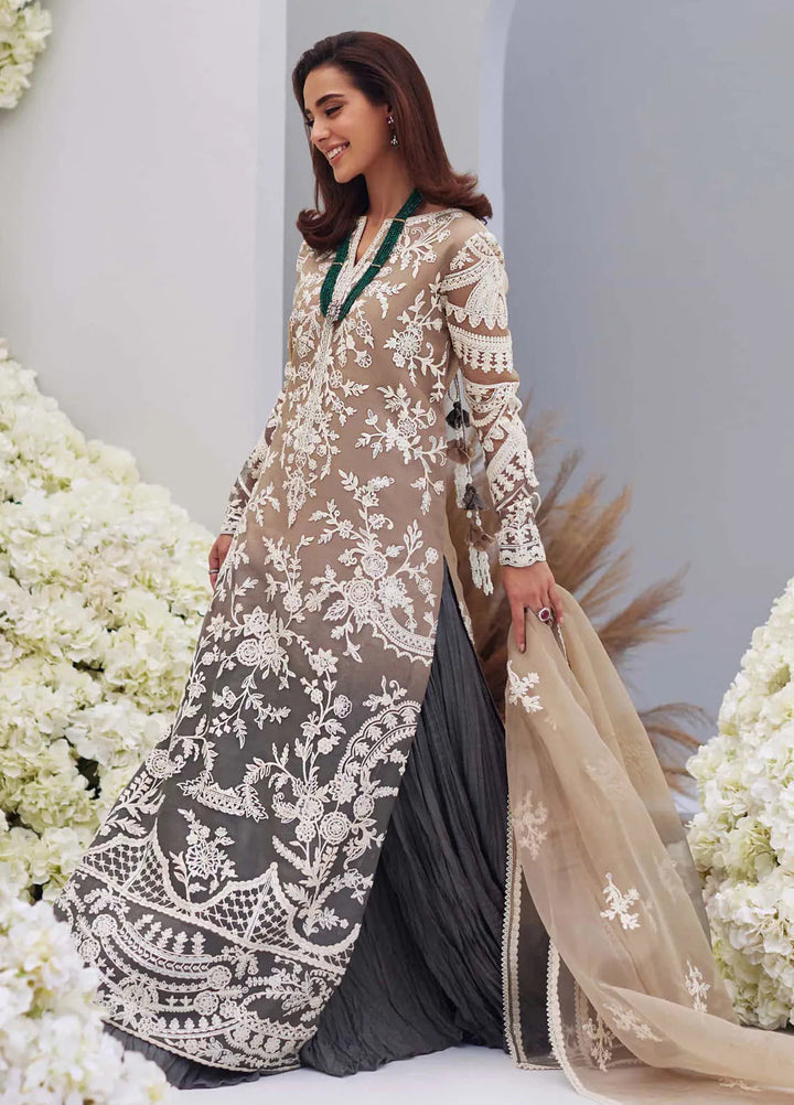 Mina Hasan Embroidered Organza Suit Unstitched 3 Piece Inaaya - Formal Collection
