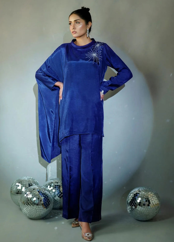 Minutiae Pret Embroidered Silk 2 Piece Suit Azure