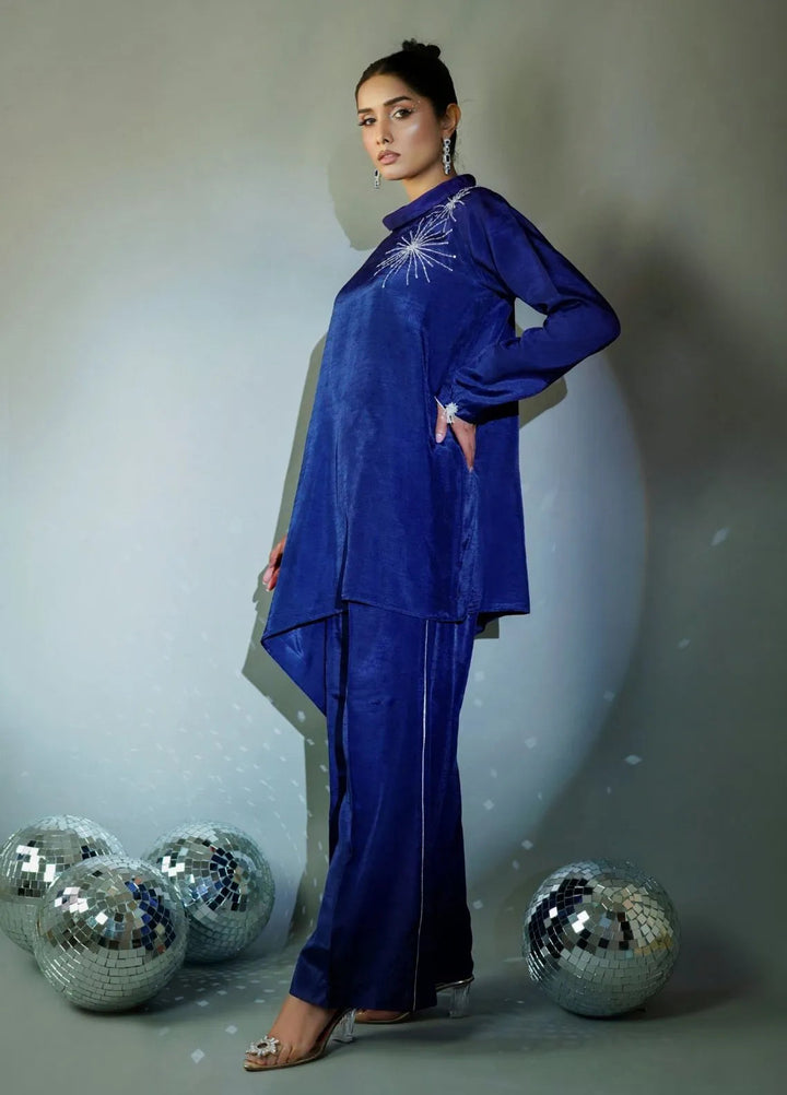 Minutiae Pret Embroidered Silk 2 Piece Suit Azure