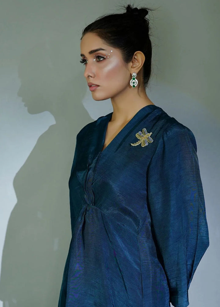 Minutiae Pret Embroidered Silk 2 Piece Suit Cielo