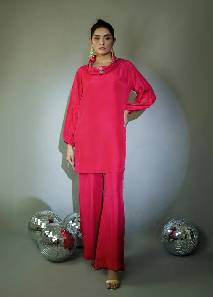 Minutiae Pret Embroidered Silk 2 Piece Suit Dahlia