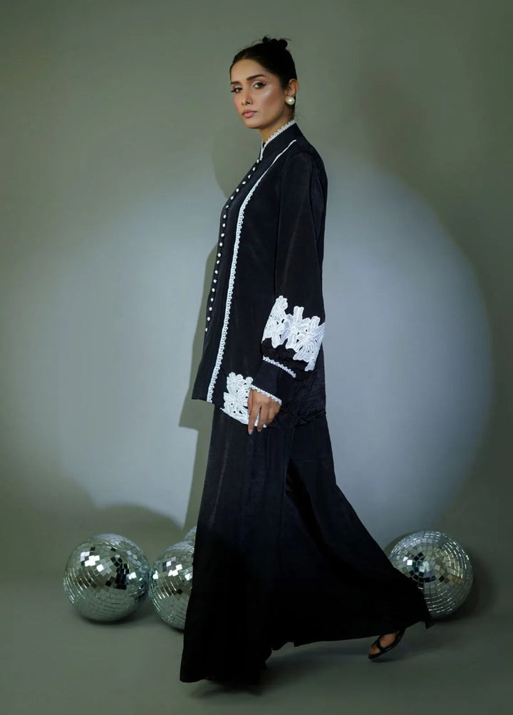 Minutiae Pret Embroidered Silk 2 Piece Suit Onyx