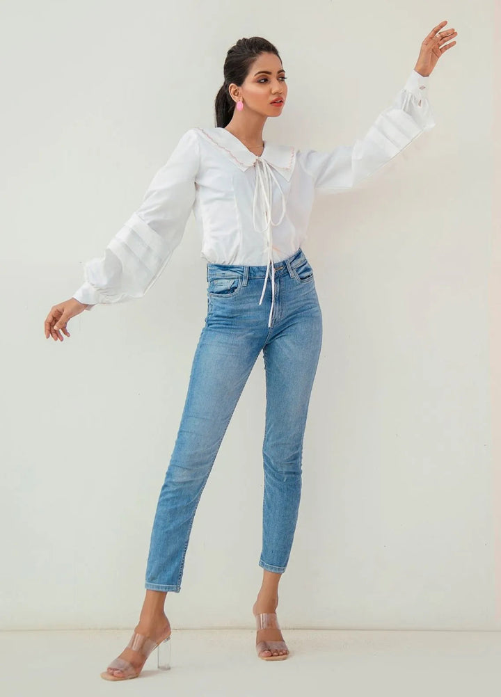 Minutiae Pret Printed Cotton Shirt Scalloped Double Collar