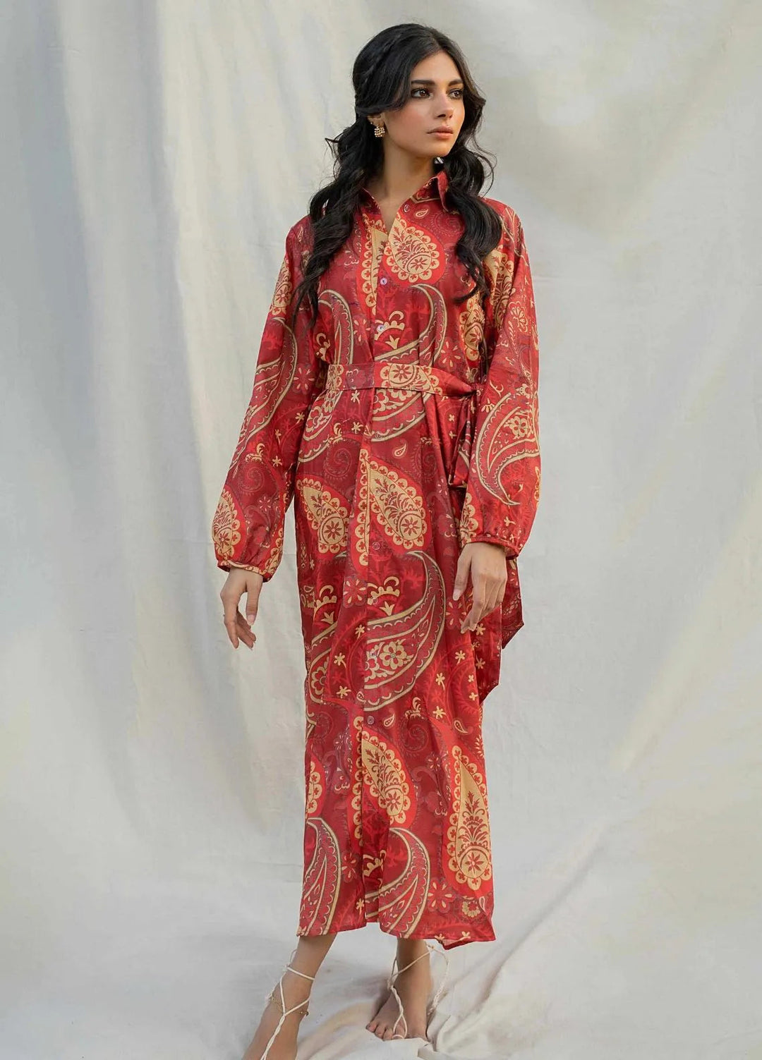 Minutiae Pret Printed Cotton Shirt Vermillion