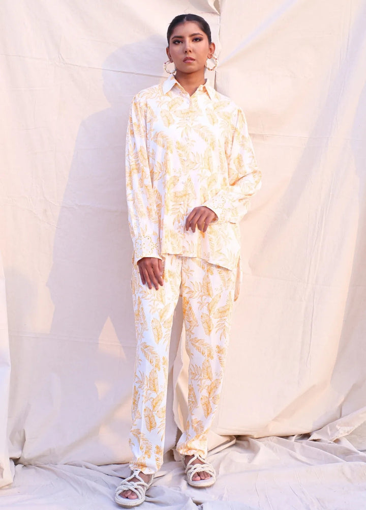 Minutiae Pret Printed Irish Linen 2 Piece Suit Marigold Co-Ord