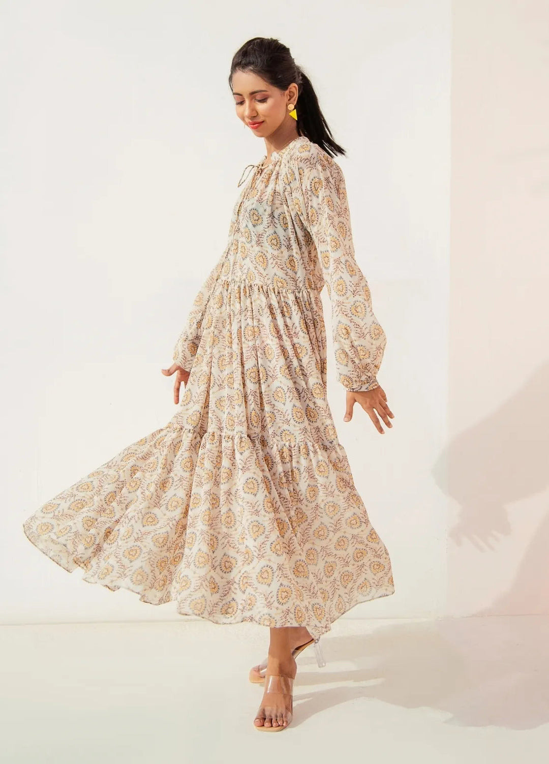 Minutiae Pret Printed Light Georgette 1 Piece Suit Printed Tiered Dress