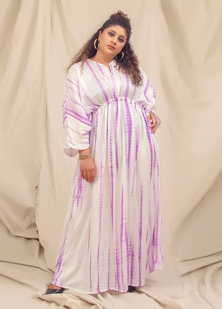 Minutiae Pret Printed Silk 1 Piece Suit Tie-Dye Kaftan Lilac