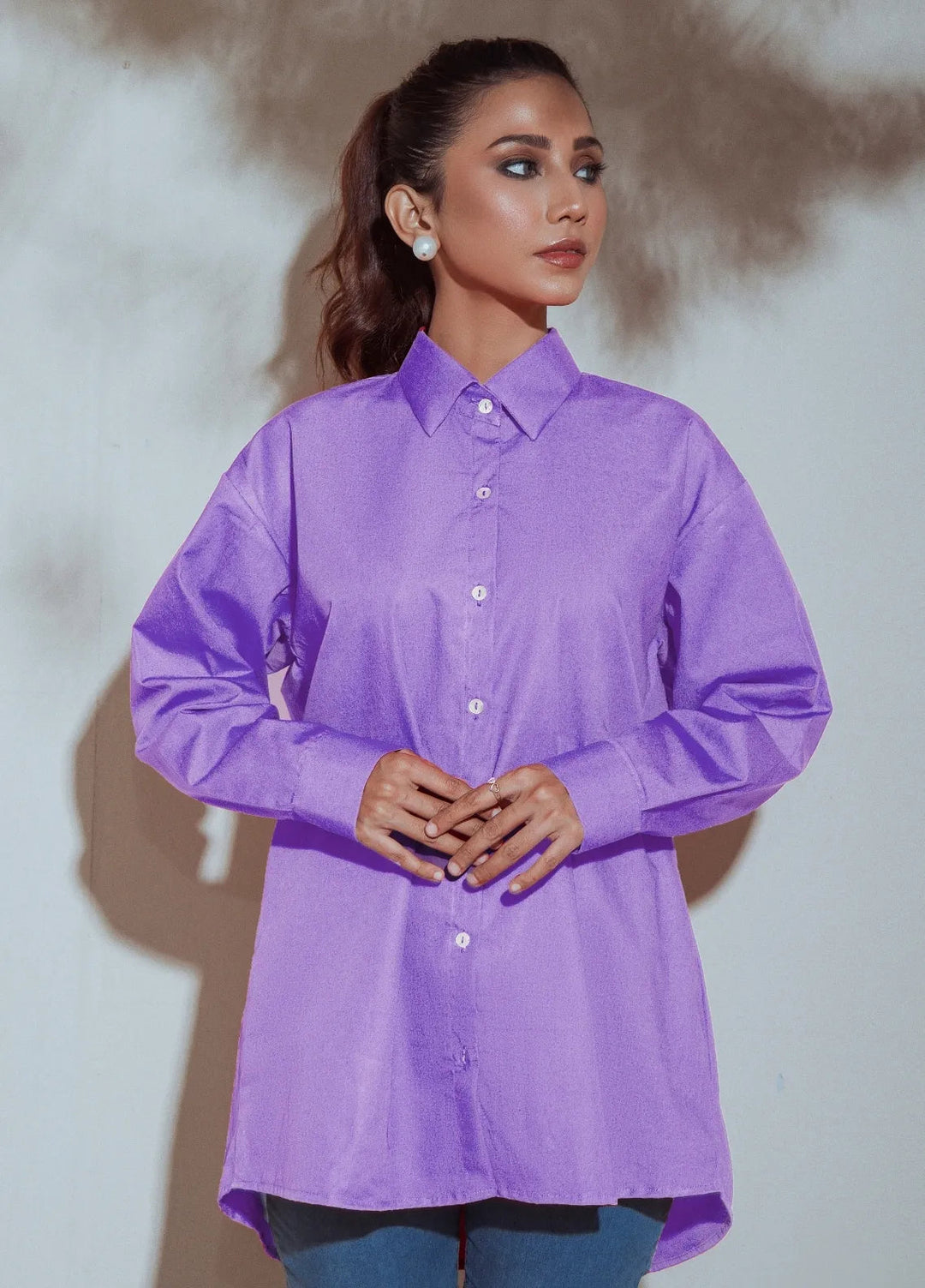 Minutiae Pret Solid Cotton 1 Piece Suit Boxy Buttondown Shirt Lilac