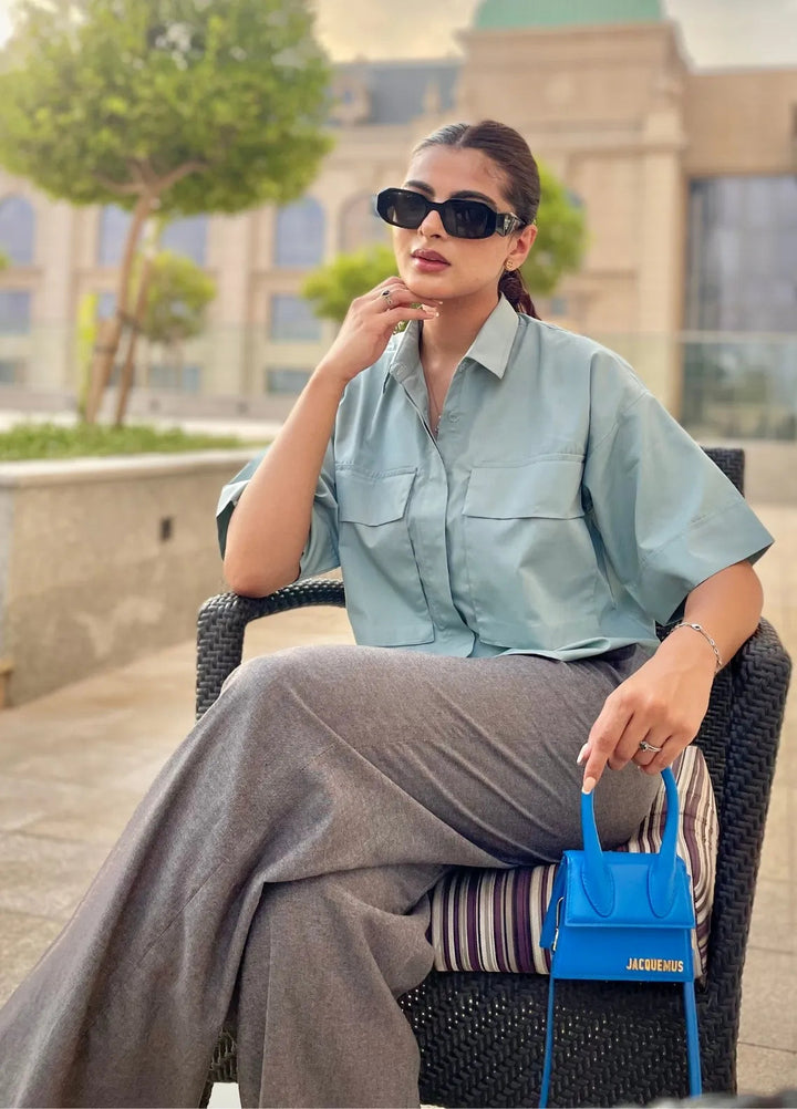 Minutiae Pret Solid Cotton 1 Piece Suit Boxy Cropped Shirt