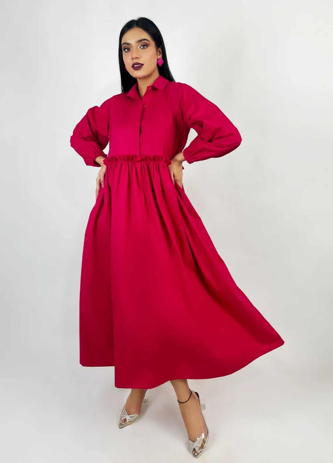 Minutiae Pret Solid Cotton 1 Piece Suit Fuchsia Dress