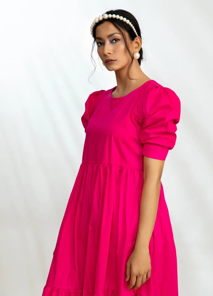 Minutiae Pret Solid Cotton 1 Piece Suit Tiered Dress