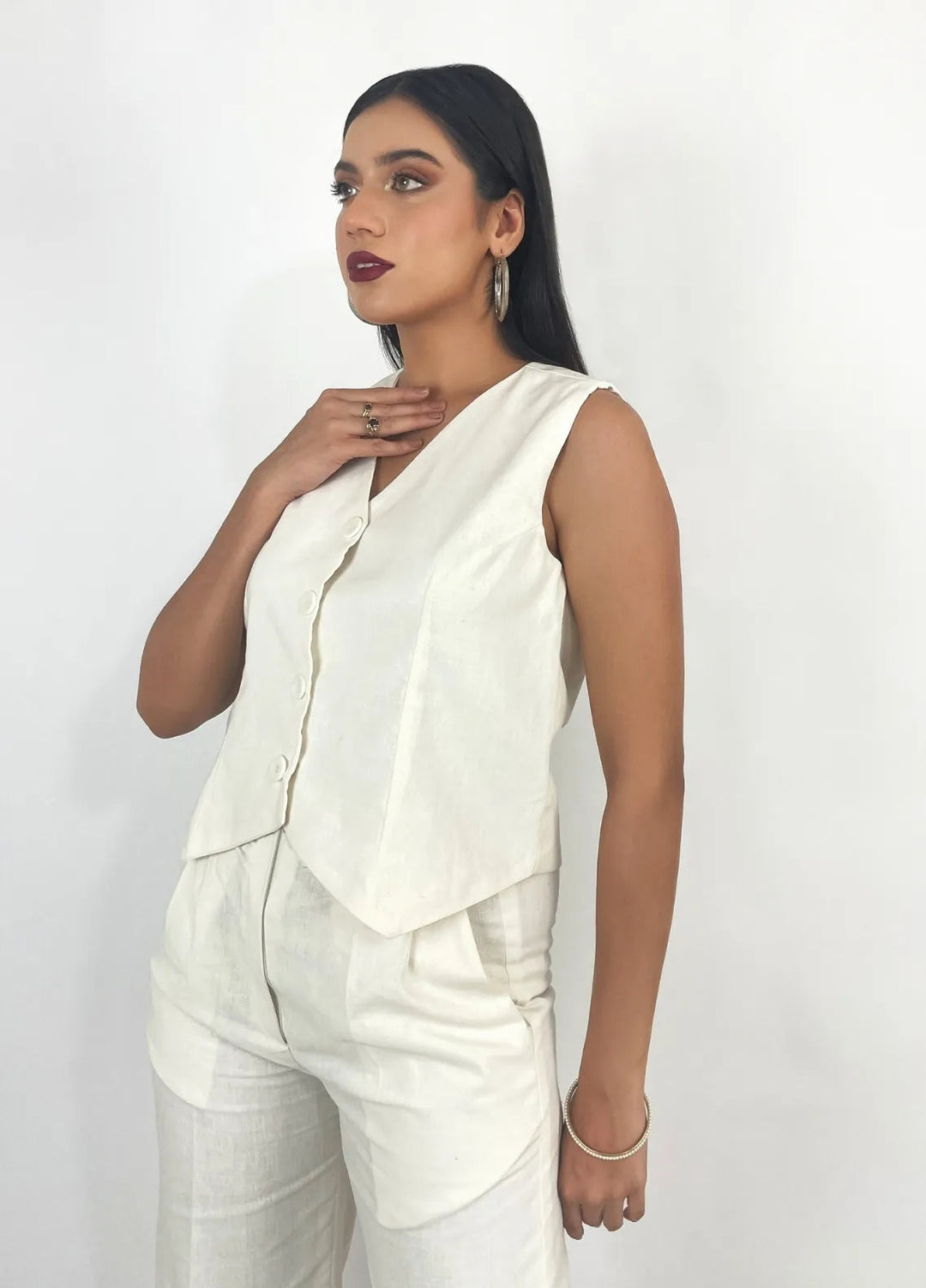 Minutiae Pret Solid Irish Linen 2 Piece Suit Dove Waist Coat Co-Ord