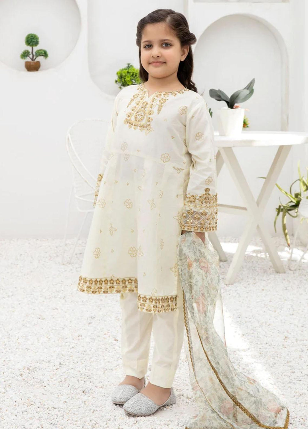 Mohagni Cambric Luxury 3 Piece Suit for Girls - MO23MM KLEG-05