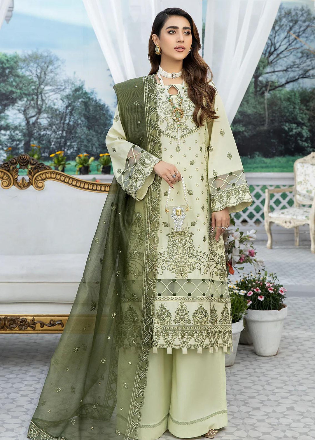 Mohagni Embroidered Lawn Suits Unstitched 3 Piece AM-08 - Summer Collection
