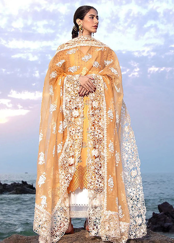 Mohsin Naveed Ranjha Embroidered Lawn Suits Unstitched 3 Piece MNR24DS MFL-013 Nargis ka Phool - Summer Collection
