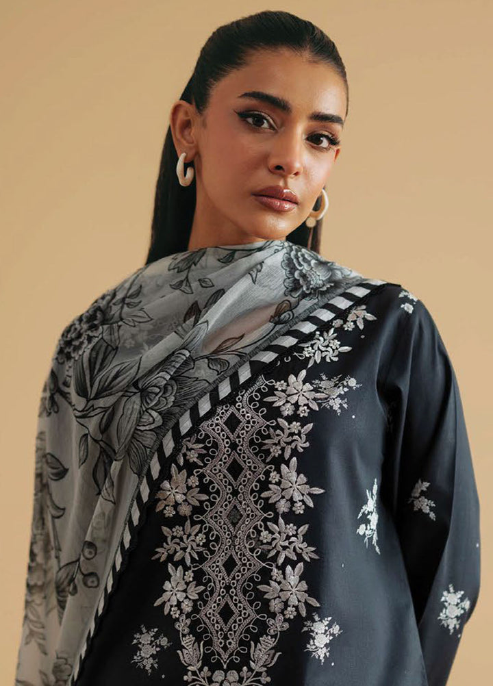 Monochrome by Seran Embroidered Lawn Suits Unstitched 3 Piece SN25MC D-03 Muse - Summer Collection
