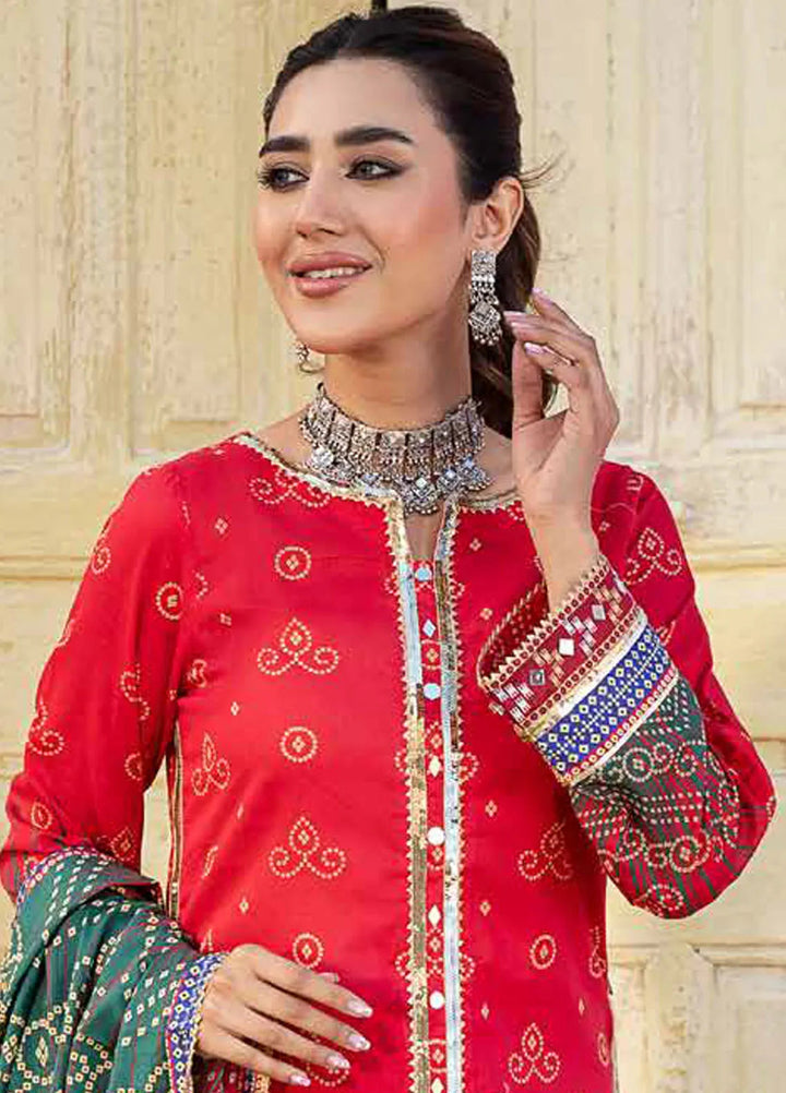 Monsoon Chunri By Al Zohaib Printed Lawn Suit Unstitched 3 Piece AZ24M D-12 - Summer Collection