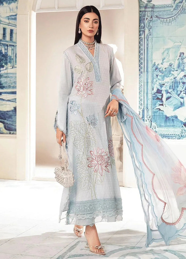 M.Prints By Maria B Embroidered Lawn Suit Unstitched 3 Piece MB24E2 1B - Summer Collection