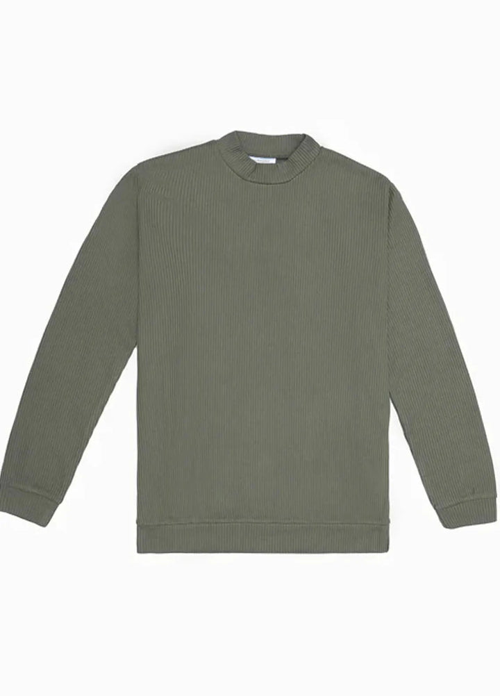 Muraqsh Mens Olive Drop Needle Mock Neck