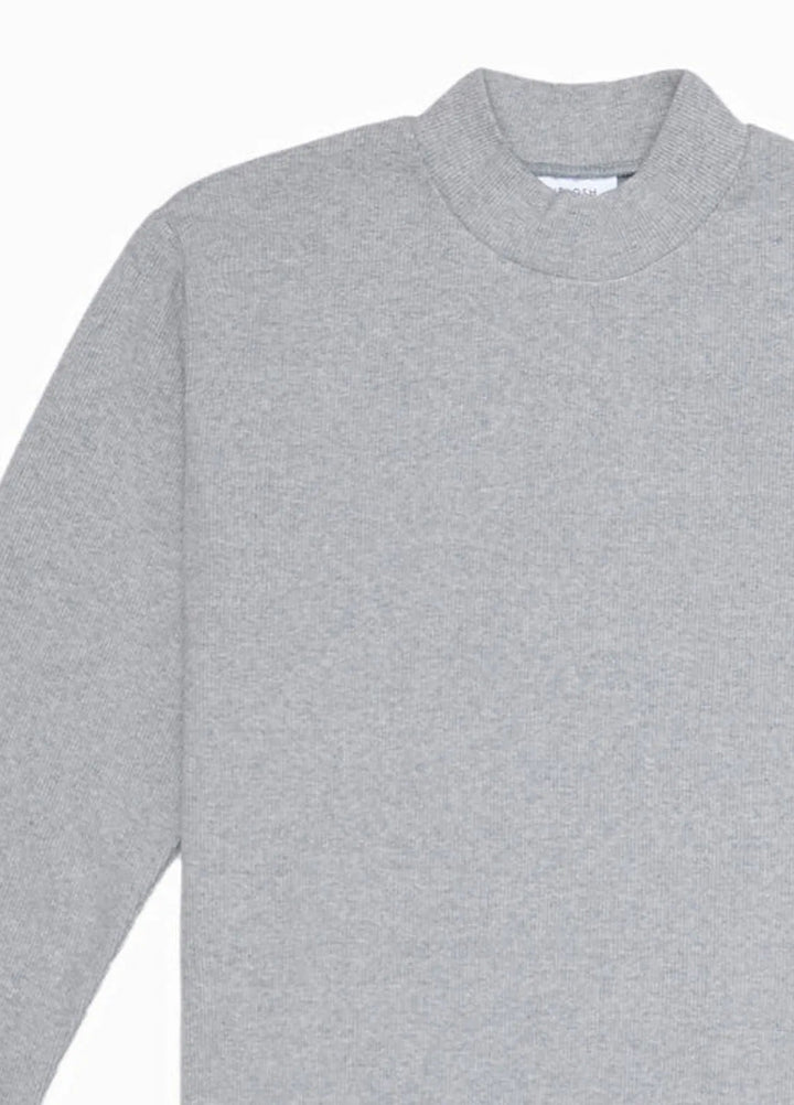 Muraqsh Mens Ribbed Grey Mock Neck